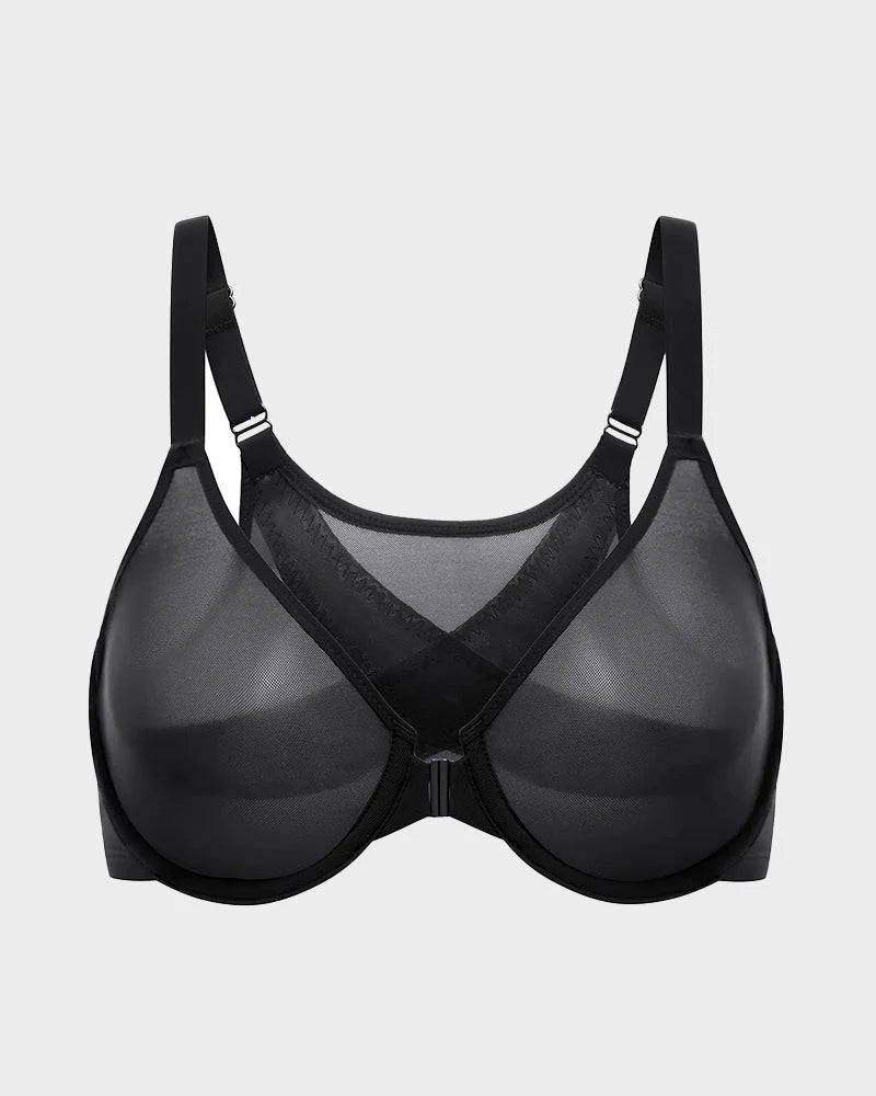 Front Closure Mesh Support Bra